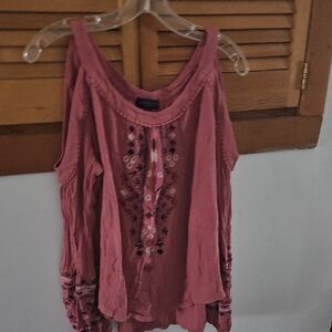 Women's Pink Cold Shoulder Top